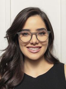 ROUND EYEWEAR FRAME FOR WOMEN AND MEN TR90 UV400 LENS FLEXIBLE TEMPLE - Màu Xám nhạt - Xem 1