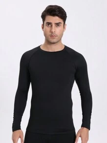 Boyfriend Style Men's Compression Gym Outdoor Sports Fishing Cycling Hiking Casual Breathable Quick Drying Long Sleeve Fitness Shirt, Tight Moisture-Wicking Core Workout Base Layer