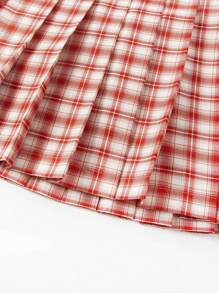 mini bala Summer Grid Pattern Skirt - Red - View 8