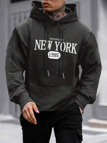 Classic Minimalist Design Men Hoodie | Timeless - Dark Grey - View 4