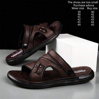 Rubber Sandals Men Summer Beach Slippers Thick Sole Open Toe Breathable, Size Runs Small