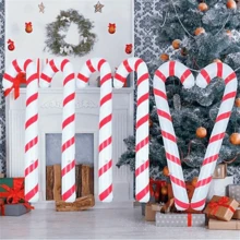 1pc Inflatable Candy Cane Christmas Decorations For Party And Outdoor Holiday Decorations, Non-Electric, Feather-Free Large Inflatable Candy Cane Balloons - Multicolor - View 1