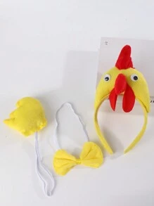 3 peças/Conjunto Tiaras com Orelhas de Animais Cartoon - Coelho, Gato, Tigre, Girafa, Sapo, Cachorro, Coelho, Lobo com Gravata Borboleta, Estampa de Animal, Tiara para Cabelo para Acessórios de Beleza e Decoração do Lar - Multicolorido - Visão 19