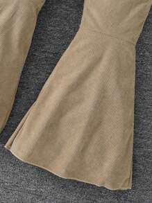 3 件套时尚校园风格少女装：少女经典格子翻领羊毛夹克 + 纯色短吊带上衣 + 纯色松紧腰喇叭裤，优雅女性化户外休闲冬装，舒适柔软日常时尚秋季少女服装