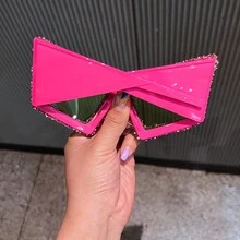 1 par de gafas de moda con cristales de strass en forma de ojo de gato extra grandes, exageradas de estilo hip hop, accesorio de playa de verano, gafas de mujer, gafas de moda básicas, atuendo de mujer para otoño/invierno, regalo de estilo casual de negocios - Multicolor - Ver 3