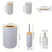 1/4/6件套浴室配件套装，塑料浴室配件，牙刷架，漱口杯，皂液器，肥皂盒，马桶刷，垃圾桶家居浴室装饰浴室配件浴室收纳夏季 - 白色 - 查看 3