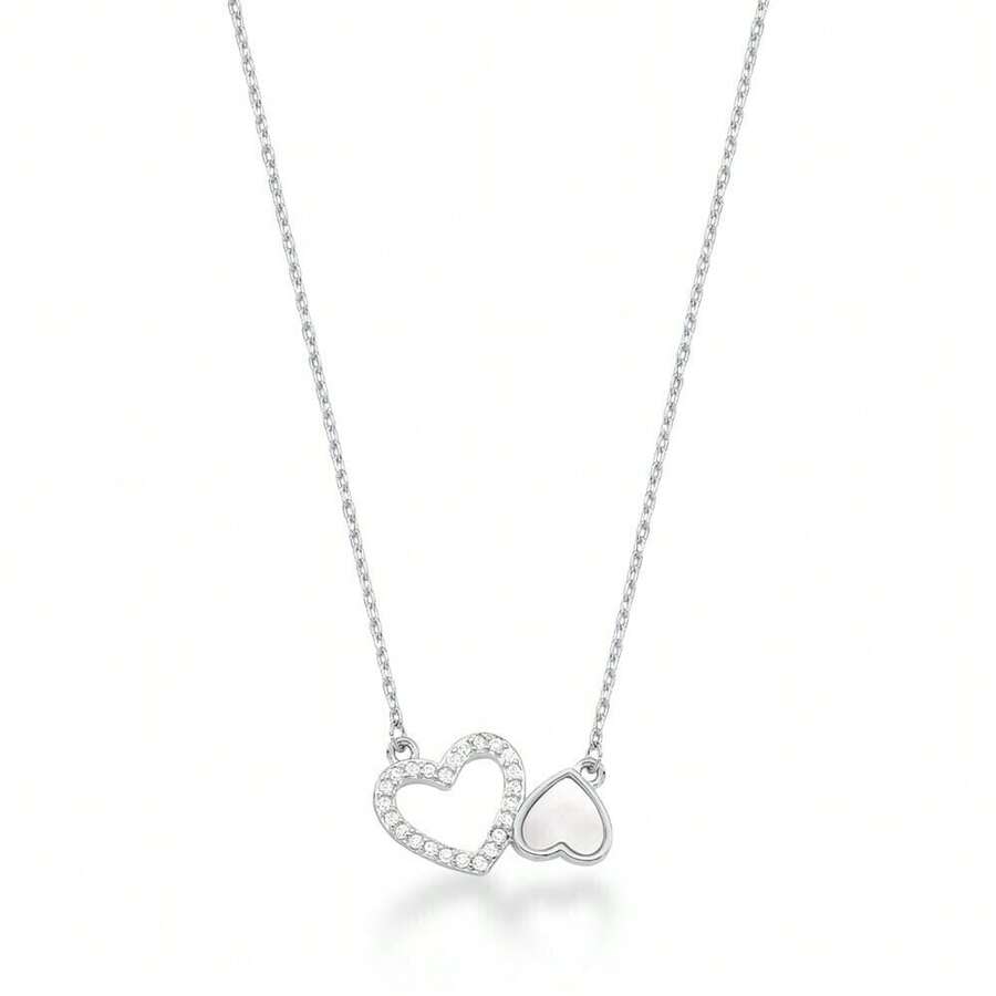 Silver Hollow Heart Necklace - Bạc - Xem 1