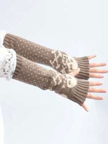 儿童和青少年哥特式/Y2K 风格骷髅针织露指臂套，长款露指手套，适合万圣节、派对、节日、送礼 - 彩色 - 查看 3