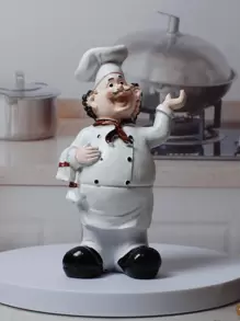 1 件厨师唱歌雕像，适合家庭、厨房和餐厅装饰生日毕业厨房装饰最佳礼物 - 白色 - 查看 1