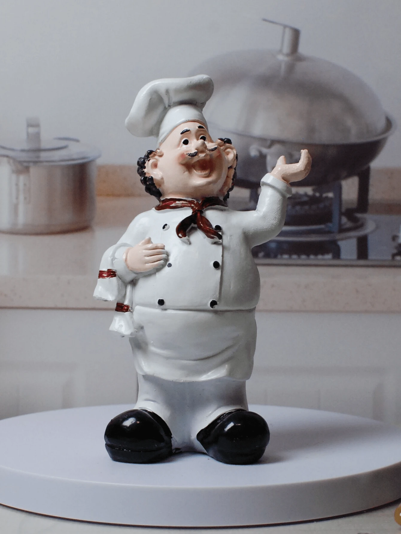 1 件厨师唱歌雕像，适合家庭、厨房和餐厅装饰生日毕业厨房装饰最佳礼物 - 白色 - 查看 1
