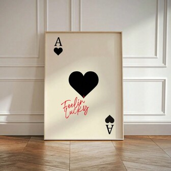 1pc,Ace Of Hearts Print, Playing Card Poster, Retro Art, Bar Decor, Kitchen Print Gift, Kitchen Aesthetic Decor, Modern Home Gallery Wall,50*70cm(19.7*27.5in)Unframed,Wall Art,Canvas Gifts Birthday Graduation