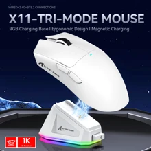ATTACK SHARK X11 Gaming Mouse with Magnetic Charging Dock, PixArt PAW3311 Gaming Sensor, BT/2.4G Wireless/Wired Gaming Mouse, 22000 dpi, Office Mice Gamer Mice for Win11/Xbox/PS4/5 - Blanco - Ver 2