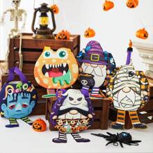 1 件万圣节圣诞糖果袋礼品袋鲁道夫鬼节南瓜毡手提袋，适用于万圣节派对礼物和糖果 - 彩色 - 查看 3