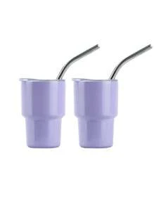 1 件/2 件/6 件不锈钢双层升华迷你不倒翁咖啡杯带盖和吸管水杯双层真空隔热杯适用于酒吧、俱乐部、餐厅、家庭、派对用品返校 - 白色 - 查看 32