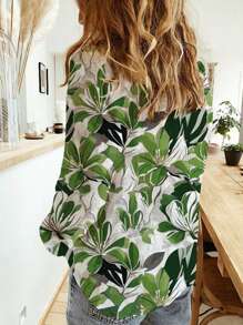 1 件女士时尚新款单排扣长袖衬衫 - 綠色 - 查看 2