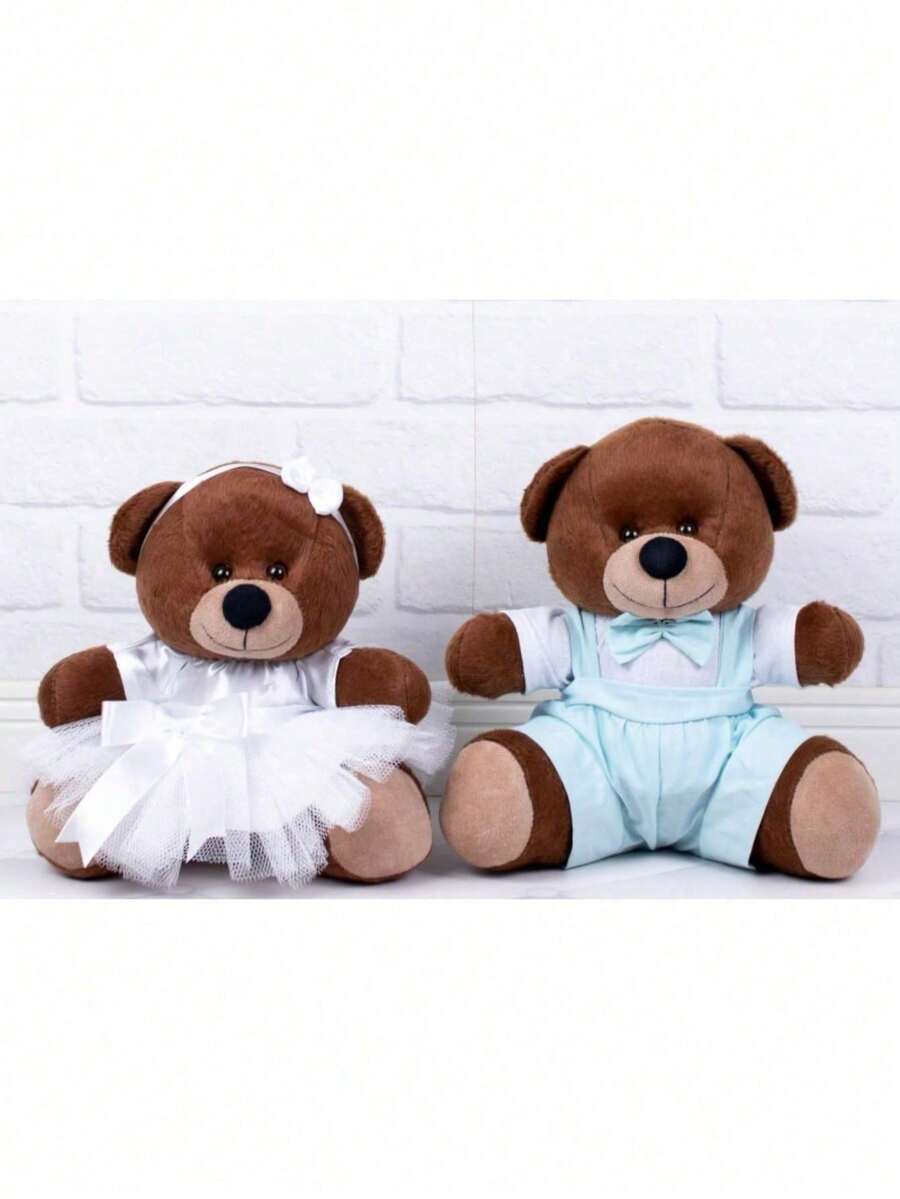Aqua Green Page Bear And White Pattern Flower Girl 26cm - CKD Confecções - Màu nâu sang trọng - Xem 1