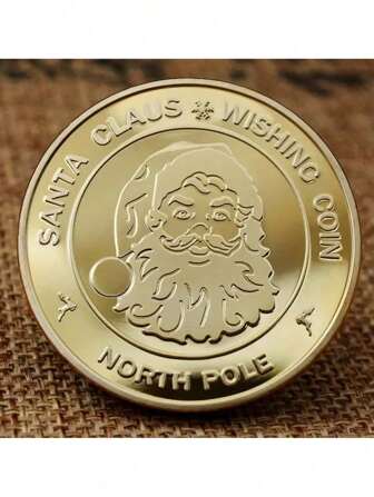 1pc Vintage Style Santa Claus Christmas Wishing Coin, Christmas Commemorative Metal Coin, Round Collectible Gift,Christmas