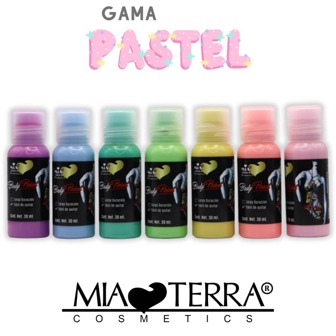 PAQUETE DE 7 PIEZAS BODY PAINT LIQUIDO BASE AGUA PASTEL