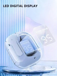 Wireless TWS Space Cabin Earbuds - Crystal-Clear Sound, Transparent Design With LED Digital Display, Ultra Long Standby, Touch Volume Control, Condenser Microphone, And Rechargeable Lithium-Polymer Battery For Music And Hands-Free Calling,Transparent Fashion Wireless Connectivity, Universally Compatible With All Smartphones, Enjoy Crisp, Distinct Sound In Style