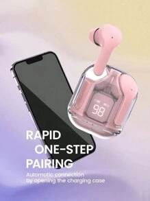 Wireless TWS Space Cabin Earbuds - Crystal-Clear Sound, Transparent Design With LED Digital Display, Ultra Long Standby, Touch Volume Control, Condenser Microphone, And Rechargeable Lithium-Polymer Battery For Music And Hands-Free Calling,Transparent Fashion Wireless Connectivity, Universally Compatible With All Smartphones, Enjoy Crisp, Distinct Sound In Style