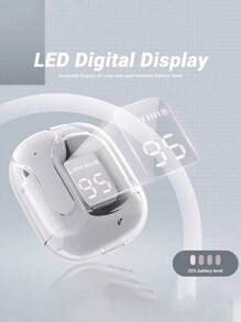 Wireless TWS Space Cabin Earbuds - Crystal-Clear Sound, Transparent Design With LED Digital Display, Ultra Long Standby, Touch Volume Control, Condenser Microphone, And Rechargeable Lithium-Polymer Battery For Music And Hands-Free Calling,Transparent Fashion Wireless Connectivity, Universally Compatible With All Smartphones, Enjoy Crisp, Distinct Sound In Style