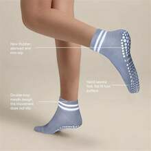 5 Pairs Grip Socks For Women, Non Slip Pilates Yoga Socks With Double Stripes Non Slip Socks For Workout, Ballet, Athletic Socks