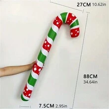 1pc Inflatable Candy Cane Christmas Decorations For Party And Outdoor Holiday Decorations, Non-Electric, Feather-Free Large Inflatable Candy Cane Balloons - Multicolor - View 11