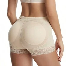 Women's Shapewear Leggings, Butt Lifting, Tummy Control, Lace Trim Padded Booty Shorts, Waist & Abdomen Shaping Fitness Underwear For - Apricot - View 4