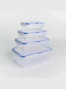 SET 4 contenedor transparente alimentos refrigerador microondas - transparente - Ver 1