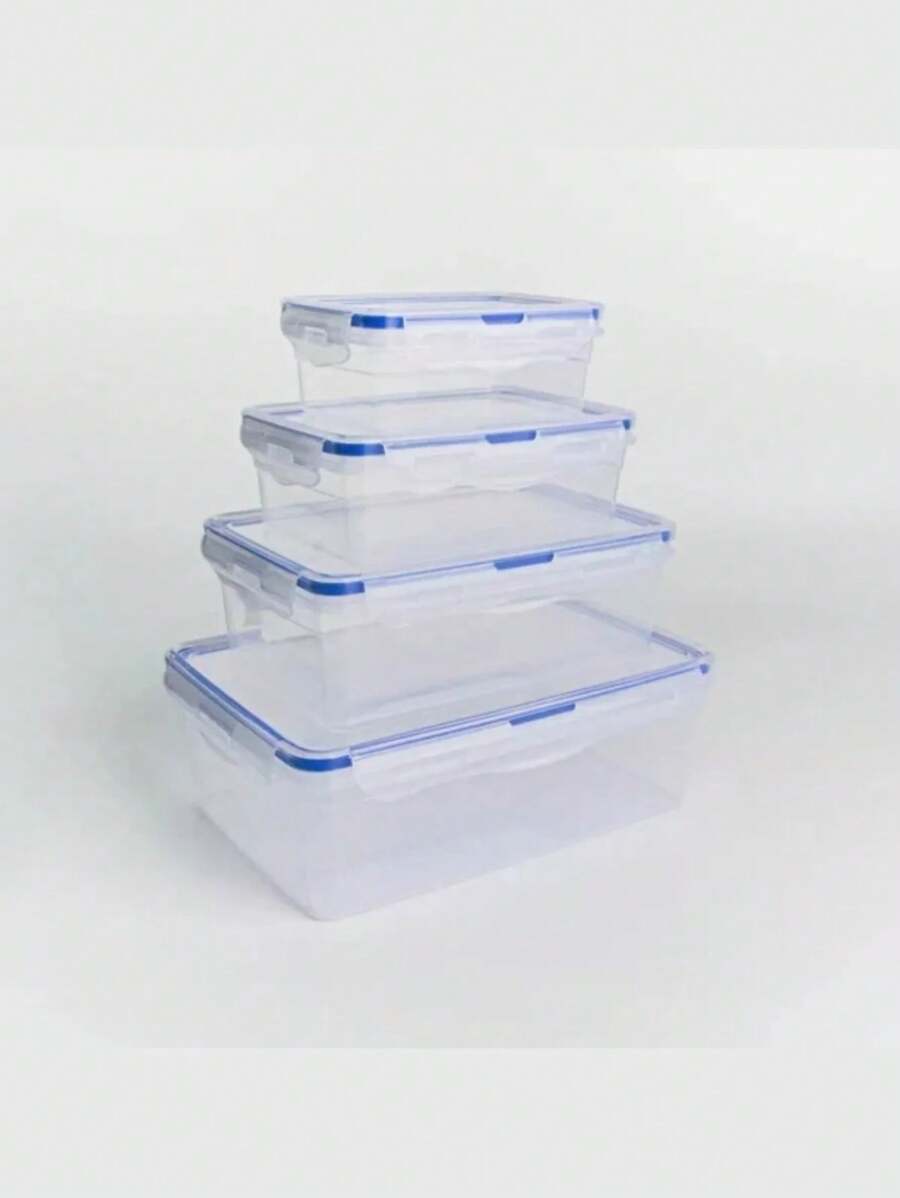 SET 4 contenedor transparente alimentos refrigerador microondas - transparente - Ver 1