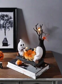 1 szt. Żywica Kreatywny Duch/Czaszka Halloween Dekoracja Domu Świecznik Do Salonu, Przedpokoju, Pokoju Studialnego, Szafki TV Najlepsze Prezenty