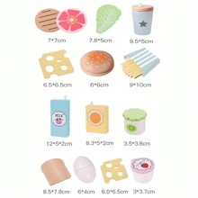 儿童厨房玩具套装 - 逼真的食物、汉堡、蔬菜、沙拉，适合角色扮演和教育互动游戏 - 彩色 - 查看 4