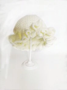 1pc New Green Bohemian Hollow Pleated Handmade Crochet Bucket Hat, Suitable For Holidays And Daily Outfit