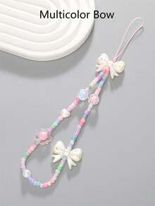 1 件可爱透明水晶蝴蝶结包包吊坠手机吊坠，包包配件人造水晶吊坠，可爱人造水晶串珠手链钥匙扣，复古魅力钱包包包背包汽车吊饰，适合女士和女孩，透明水晶吊坠适合送给朋友、亲戚、恋人的礼物 - 彩色 - 查看 7