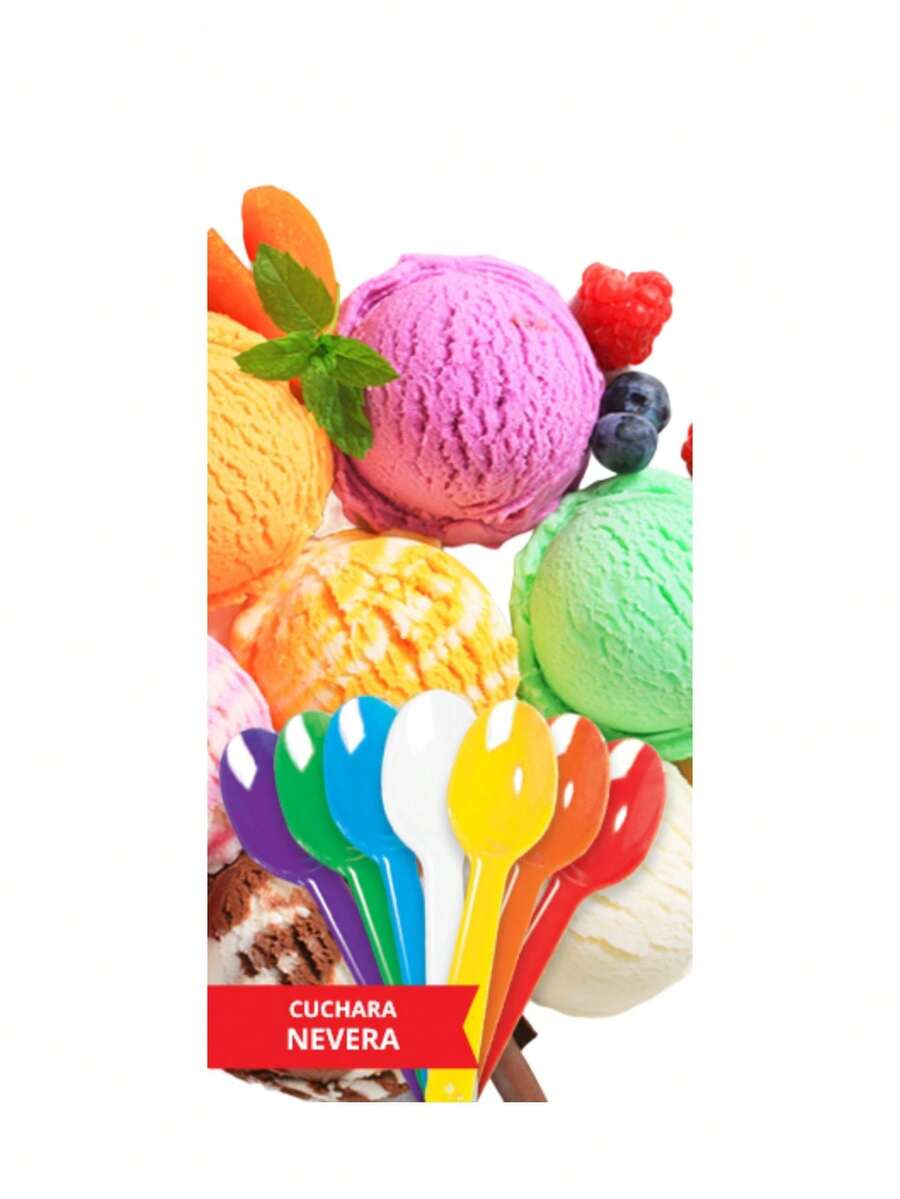 500pz De Cucharas Nevera Para Helados Colores Mixtos - Multicolor - Ver 1