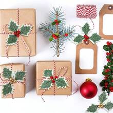 12 件假蔓越莓和冬青浆果树枝用于派对节日家居装饰和 DIY 花环，适用于圣诞花环、蛋糕、工艺品、婚礼派对家居（6 金色 + 6 红色） - 彩色 - 查看 4