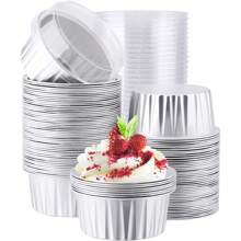 10/50/100pcs Disposable Ramekins (5oz/150ml) Mini Aluminum Foil Baking Cups With Lids Creme Brulee Cupcake Liners, Desert Cheesecake Pans Flan Molds Tin Cups Containers For Party Favor Birthday - Multicolor - View 20
