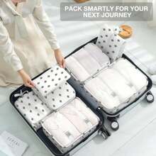 Packing Cubes For Suitcases,Packing Cubes With Shoe Bag, Cosmetics Bag, Clothing Bag, Accessories Bags Packing Cubes For Travel Luggage Organizer Women Men - 9 Bộ xương rồng trắng - Xem 7