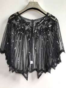 1920 年代复古朋克亮片披肩串珠弹力短披肩和透气网眼覆盖优雅女士连衣裙配饰 - 彩色 - 查看 18