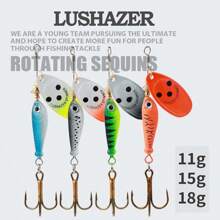 Rotating Metal Spinner Fishing Lures 11g 15g 18g Sequins Iscas Artificial Baits Metal VIB Hard Crap Bass Pike Treble Hook Tackle - Multicolor - View 2