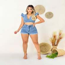 Short And Cropped Jeans Fashion Blogger - 藍色 - 查看 3