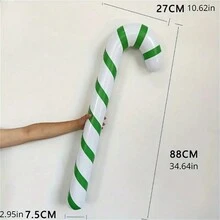 1pc Inflatable Candy Cane Christmas Decorations For Party And Outdoor Holiday Decorations, Non-Electric, Feather-Free Large Inflatable Candy Cane Balloons - Multicolor - View 13