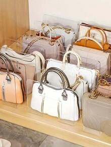 1 件透明衣柜包袋储物隔板架钱包分隔器手提包储物整理器，衣柜钱包整理器，可拆卸橱柜架，实用书本隔板，适用于衣柜、浴室、办公室、家庭、宿舍、L 型整理器储物架，节省空间的储物整理器，适用于家庭、宿舍、办公室 - 彩色 - 查看 2