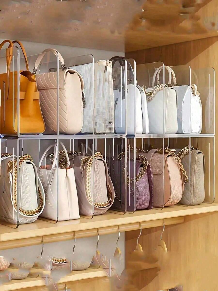 1 件透明衣柜包袋储物隔板架钱包分隔器手提包储物整理器，衣柜钱包整理器，可拆卸橱柜架，实用书本隔板，适用于衣柜、浴室、办公室、家庭、宿舍、L 型整理器储物架，节省空间的储物整理器，适用于家庭、宿舍、办公室 - 彩色 - 查看 1