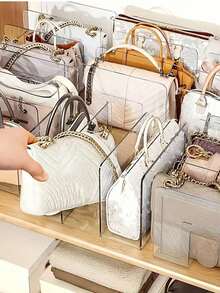 1 件透明衣柜包袋储物隔板架钱包分隔器手提包储物整理器，衣柜钱包整理器，可拆卸橱柜架，实用书本隔板，适用于衣柜、浴室、办公室、家庭、宿舍、L 型整理器储物架，节省空间的储物整理器，适用于家庭、宿舍、办公室 - 彩色 - 查看 4