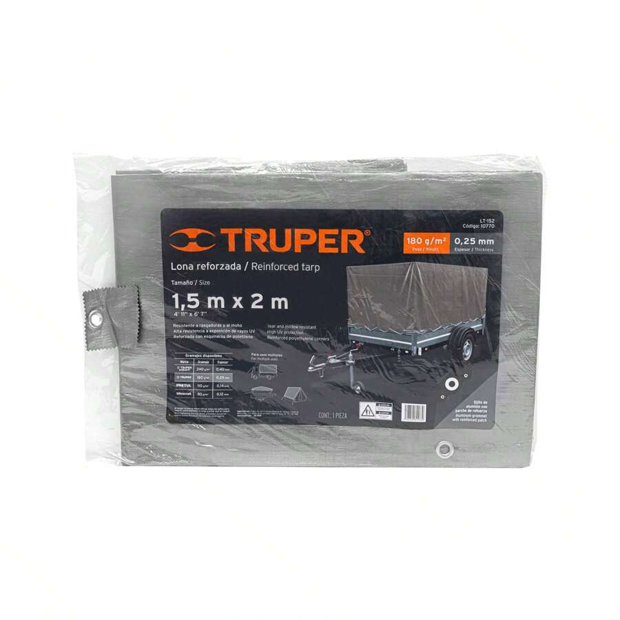 Lona gris reforzada 1.5 x 2 m, Truper 10770 - Gris - Ver 1