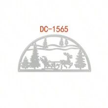 1pc Metal Carbon Steel Christmas Theme Cutting Die Set For DIY Crafting, Including Christmas Tree, Deer, Santa Claus Riding Sleigh, And "Merry Christmas" Round Stamping Die, For Scrapbooking, Card Making, Holiday Decoration