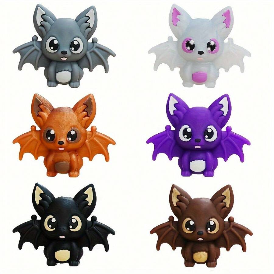 3pcs Bat Silicone Focal Beads Set - Cute 3D Characters For Diy Jewelry, Keychains & Bracelets Crafting - Multicolor - View 1