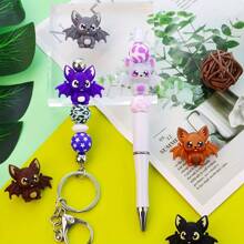 3pcs Bat Silicone Focal Beads Set - Cute 3D Characters For Diy Jewelry, Keychains & Bracelets Crafting - Multicolor - View 4