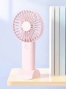 1 pieza Ventilador de triple hoja recargable por USB con soporte, se puede usar como soporte para teléfono/tableta, diseño lindo adecuado tanto para niños como para niñas. Regalo ideal para mujeres, perfecto para actividades al aire libre, playa, oficina, escuela, hogar [Ventilador de refrigeración de verano]